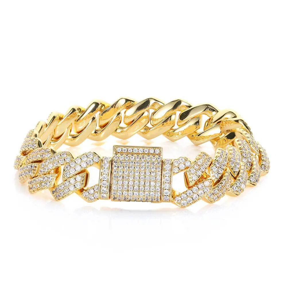 Moissanite + 925 Cuban Link Bracelet (Prong Style)