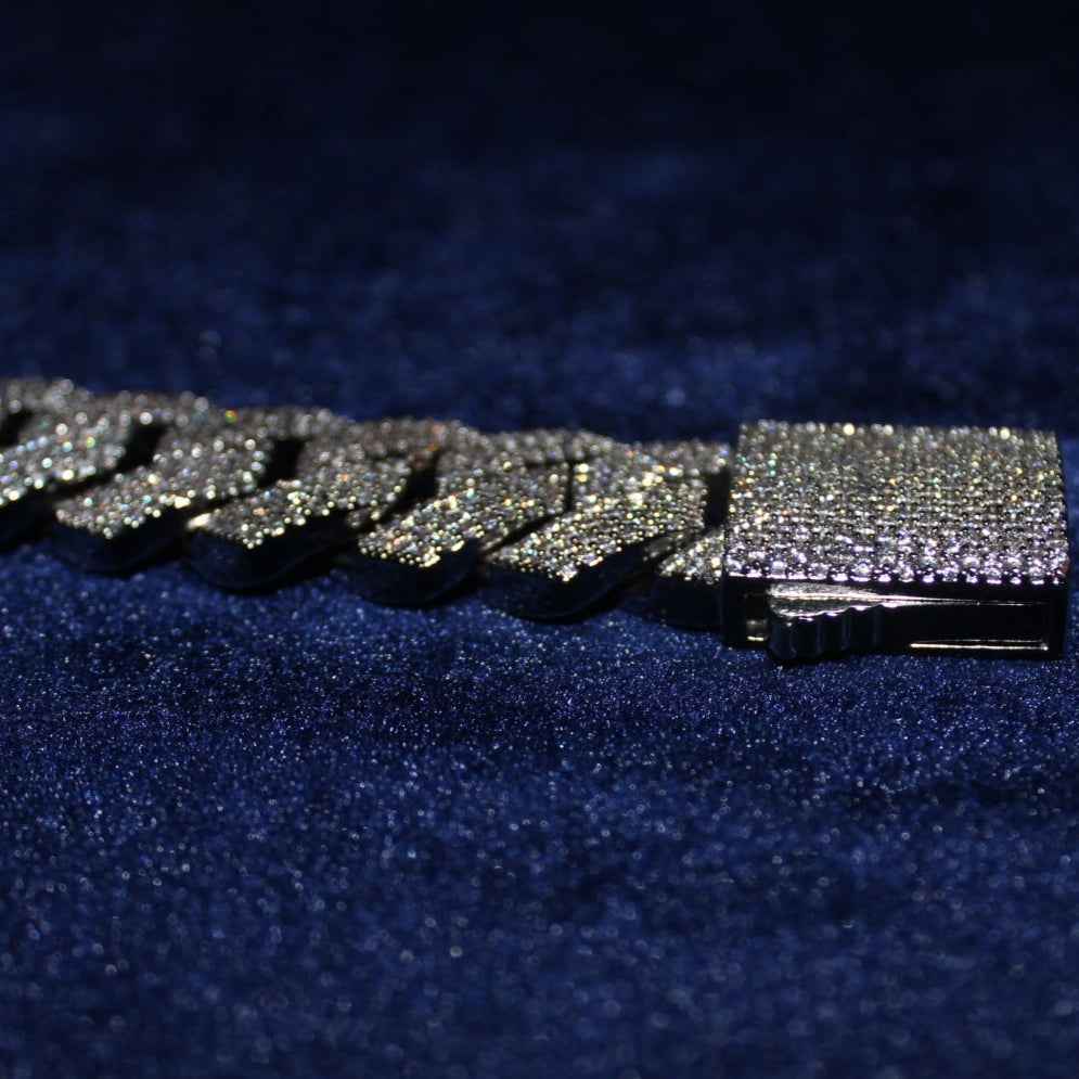 Moissanite + 925 Cuban Link Bracelet (Prong Style)