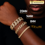 Prong‑style Cuban bracelet with rows of sparkling moissanite stones.